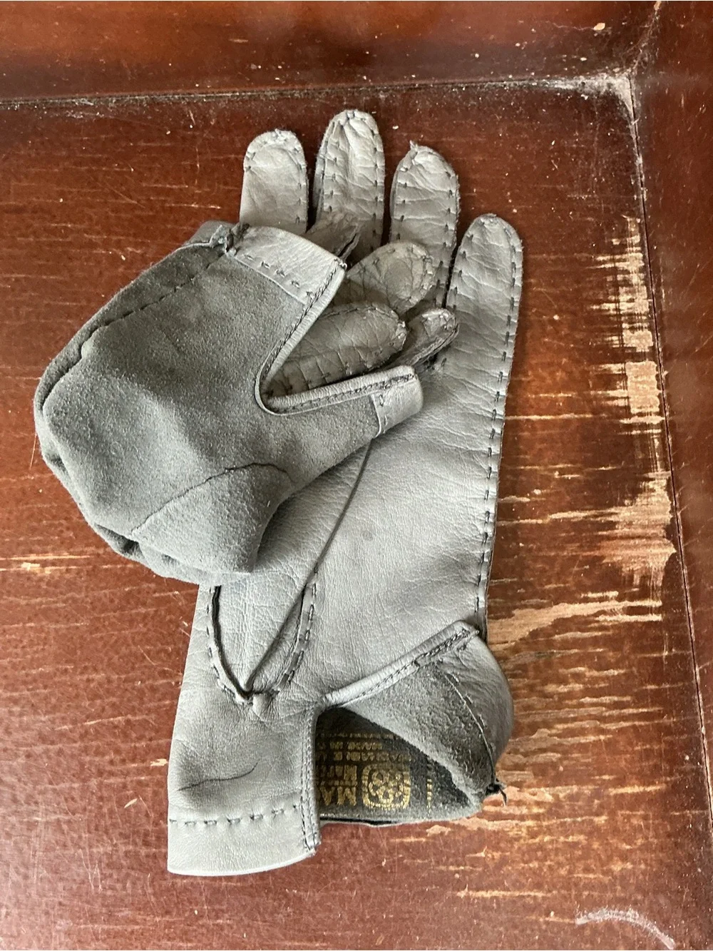Vintage Macys Marchioness Gray Leather Gloves Made in Italy Kidskin 1950s 1960s